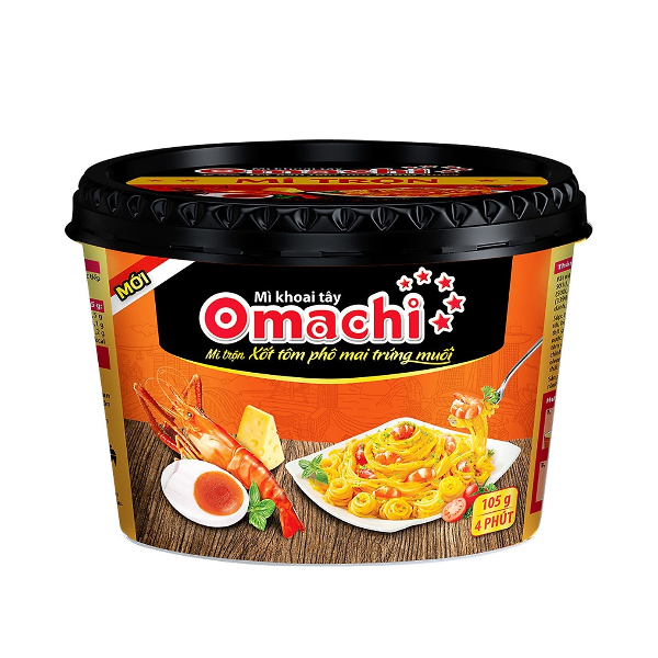 Mì Khoai Tây Omachi Trộn Xốt Tôm Phô Mai Trứng Muối - Hộp 105g