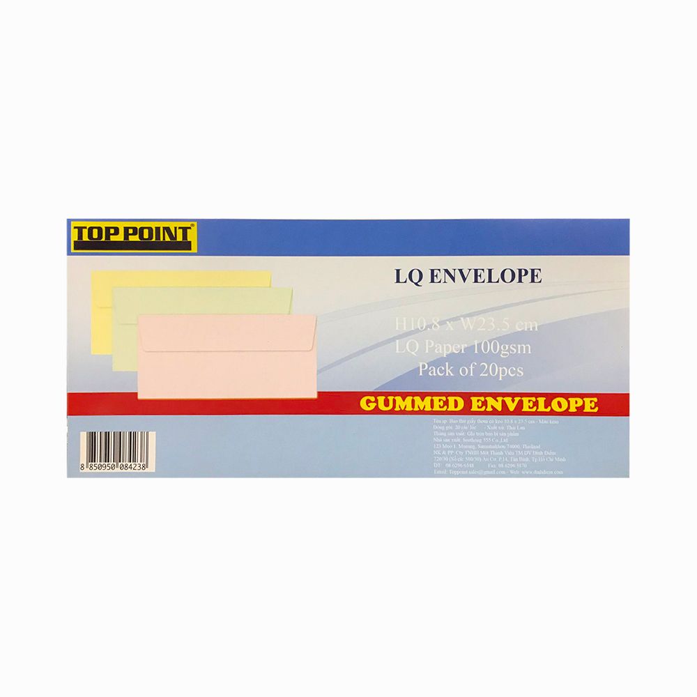 Bao Thư Toppoint Giấy Thơm Có Keo 10.8 x 23.5 cm - Màu Kem (20 Cái/Lốc)