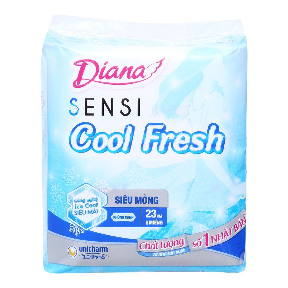 Băng Vệ Sinh Diana Sensi Cool Fresh Siêu Mỏng Không Cánh (Gói 8 Miếng)