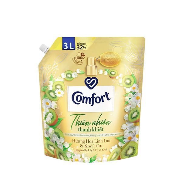 Nước Giặt Comfort Tự Nhiên Thanh Khiết Hương Linh Lan & Kiwi 3kg