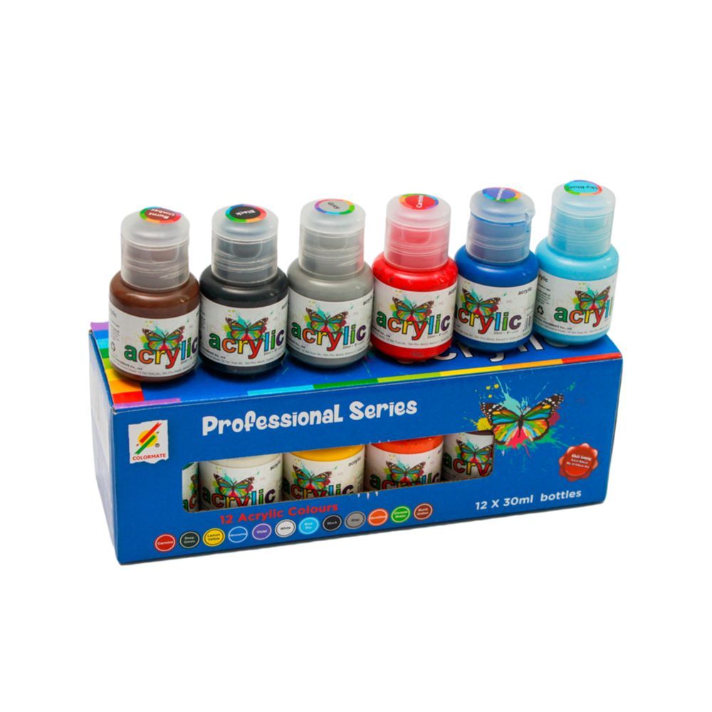 12 Chai Màu Vẽ Acrylic 30ml Colormate