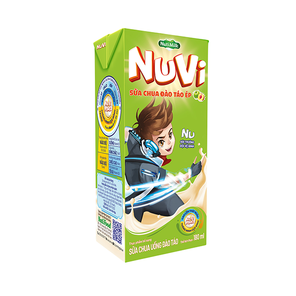 NuVi Sữa chua uống Đào táo hộp 180ml