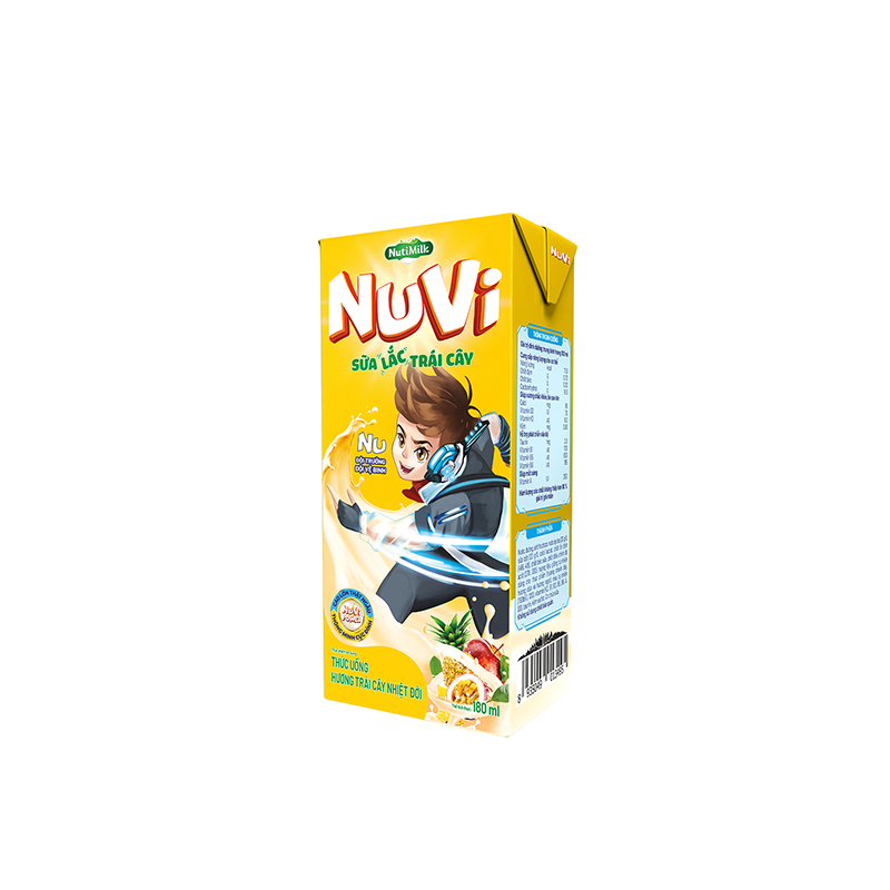 NuVi Thức uống hương Trái Cây Nhiệt Đới Sữa lắc trái cây hộp 180ml