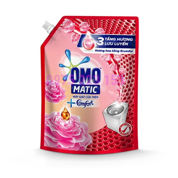 Nước Giặt Omo Matic Comfort Hương Hoa Hồng Ecuador - Máy Giặt Cửa Trên (Túi 2.2L)