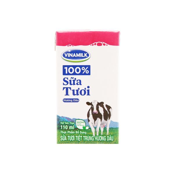 Sữa Tươi Tiệt Trùng Hương Dâu Vinamilk 100% (110ml)