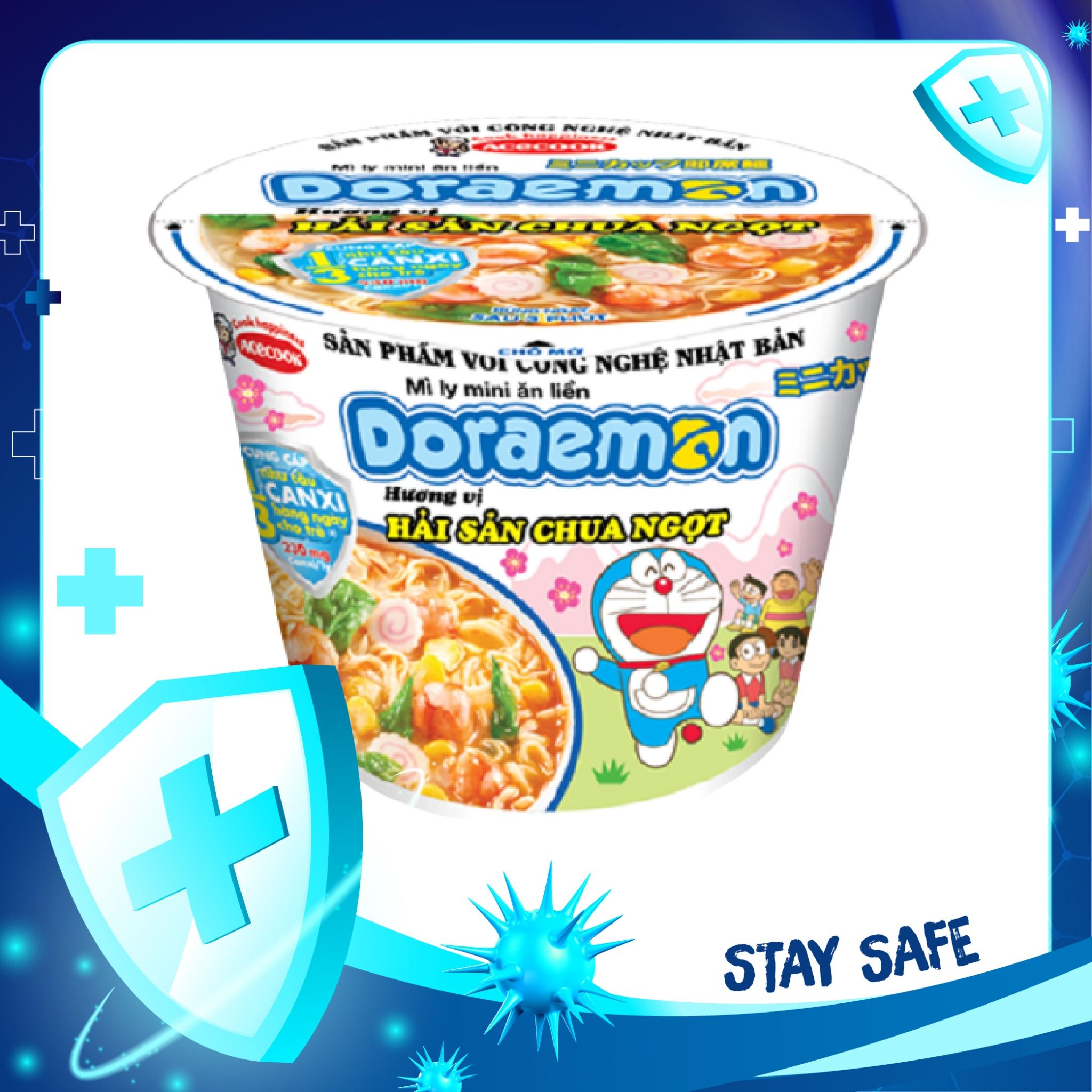 Mỳ ly mini doraemon hải sản chua ngọt
