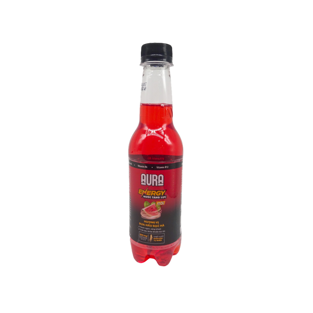 Nước Tăng Lực Dưa Hấu Bạc Hà - Aura Energy - Cola - Chai 330ml