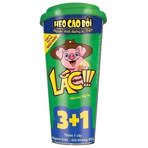 Xúc Xích Tiệt Trùng Heo Cao Bồi Lắc Phô Mai Bắp Bơ - 4 Cây/Ly