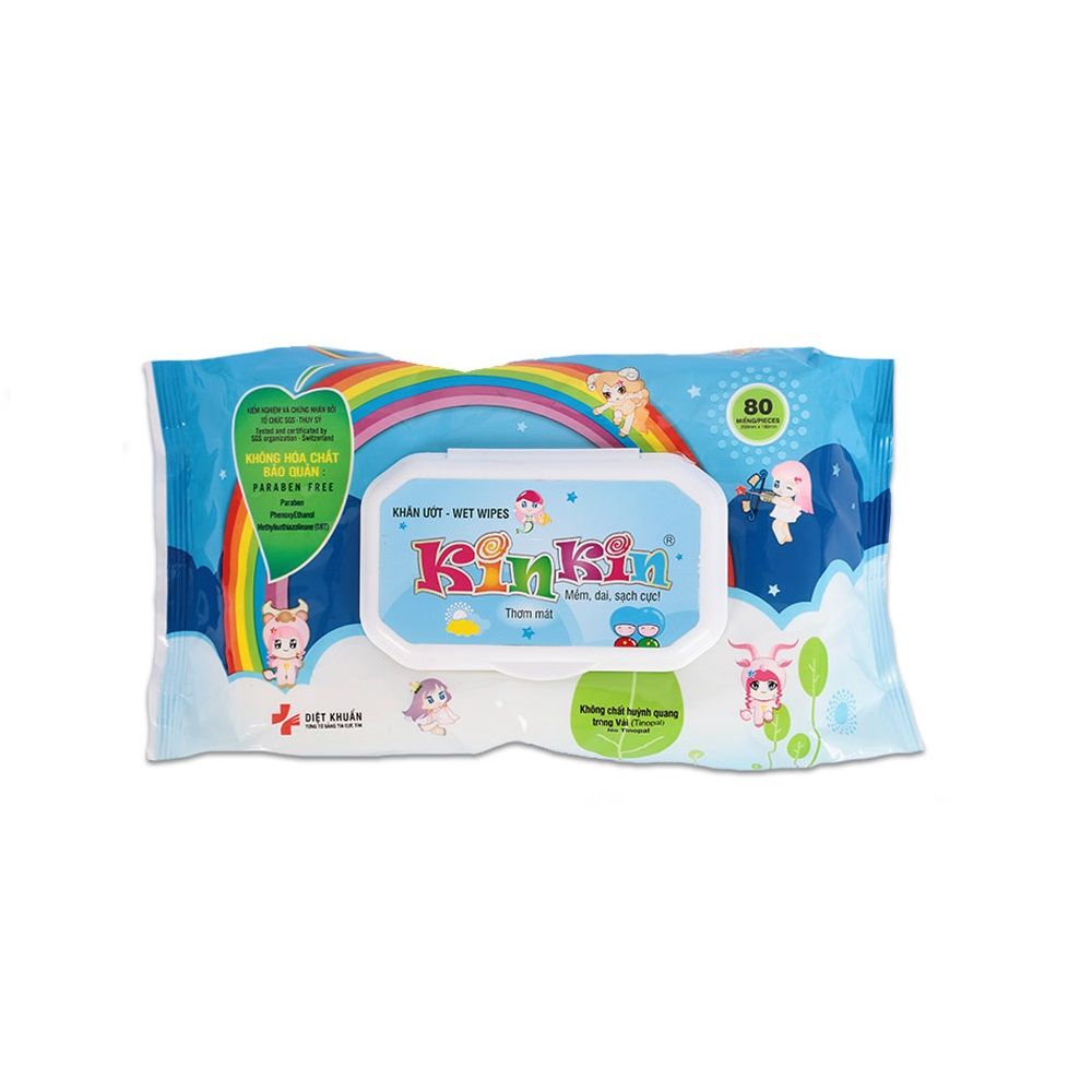 Khăn ướt VS Kinkin 80 tờ, có nắp, có mùi
