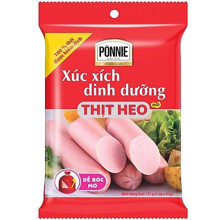 Xúc Xích Tiệt Trùng Ponnie Vị Heo - 5 Cây x 35gr