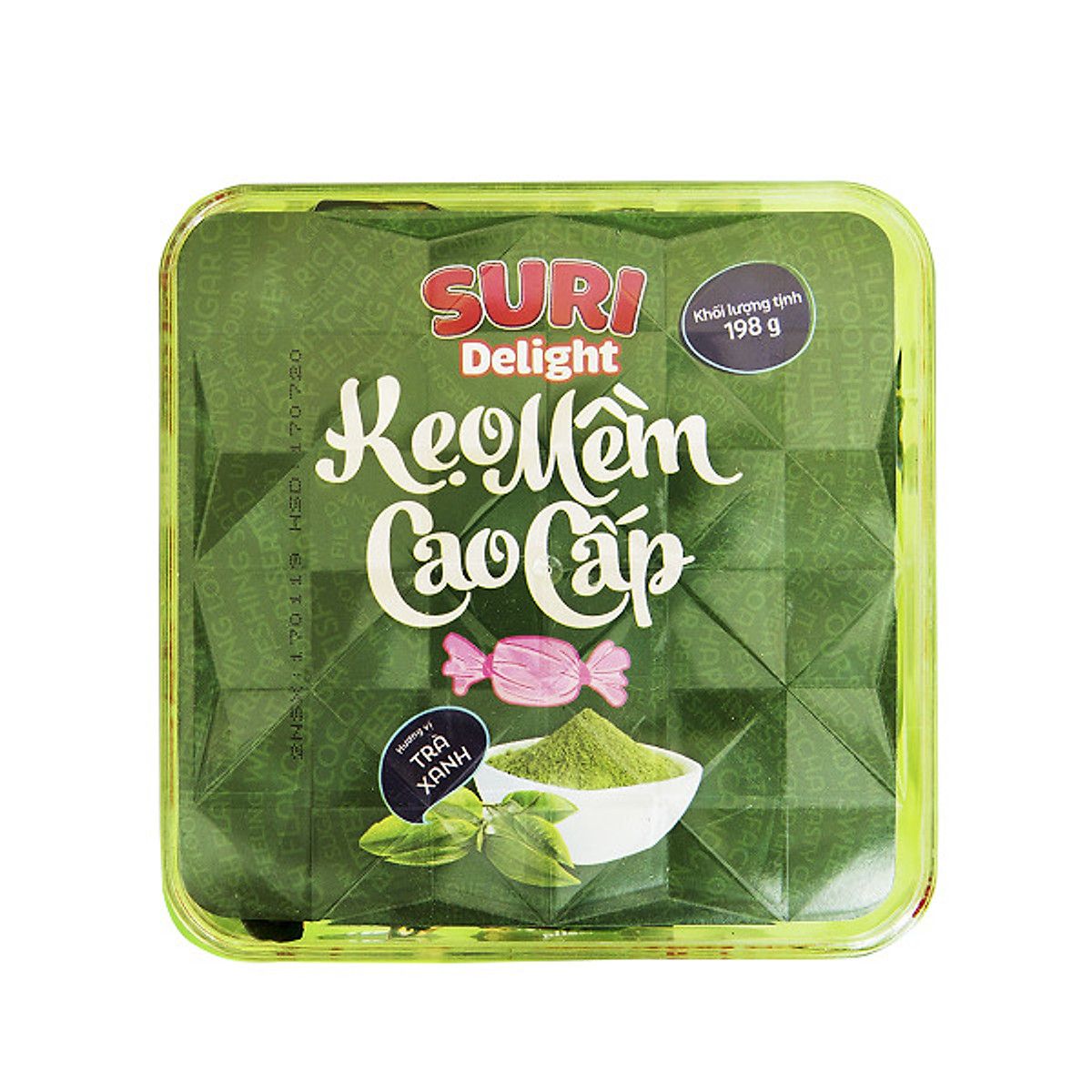 Kẹo suri delight trà xanh 198g hộp vuông