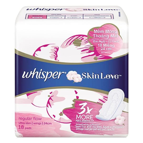 Băng Vệ Sinh Whisper mềm mỏng 24cm 18m