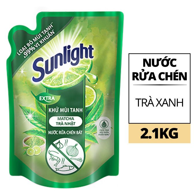 Nước Rửa Chén Sunlight Trà xanh (Túi 2.1 kg)