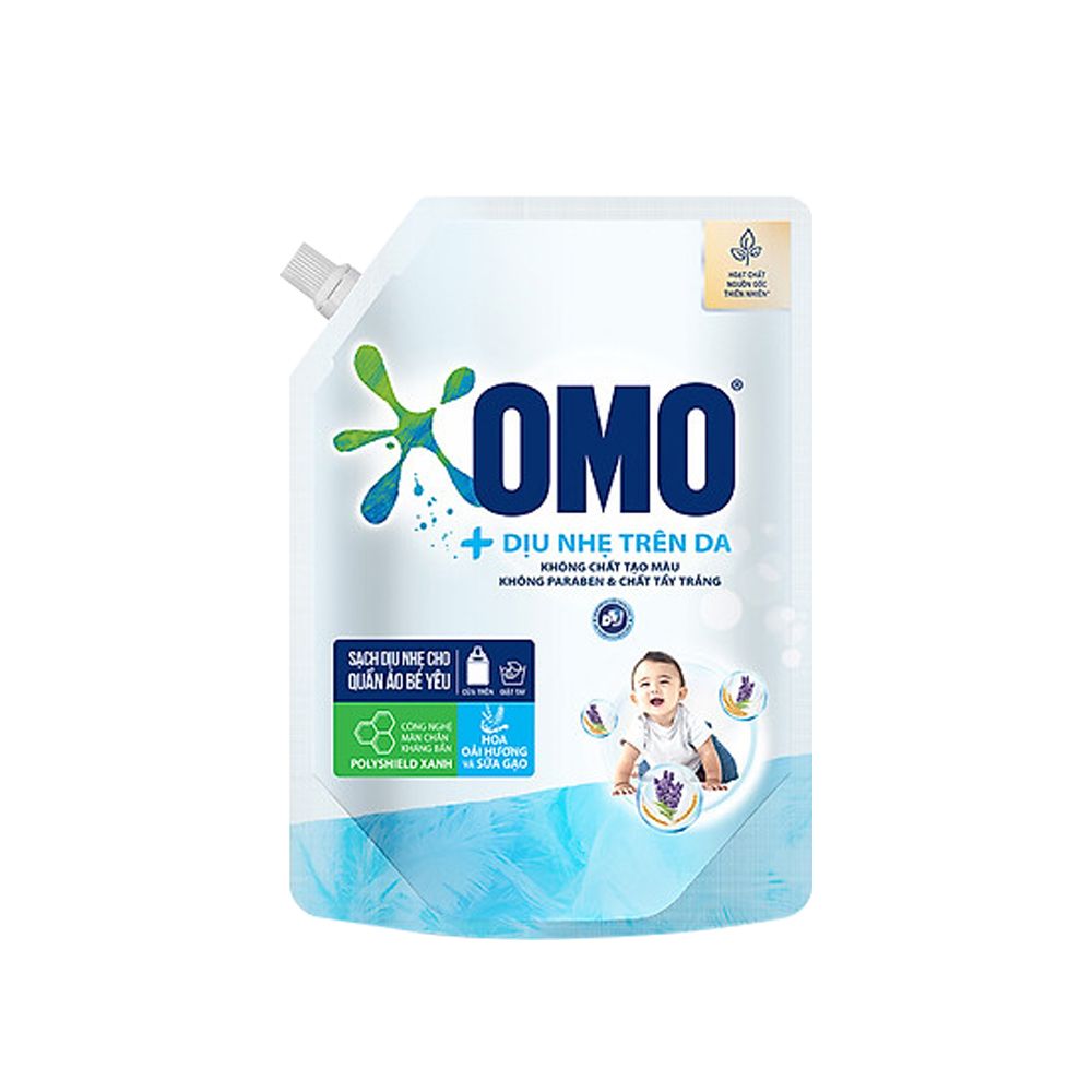 Nước Giặt Omo Dịu Nhẹ Trên Da Hương Hoa Oải Hương Và Sữa Gạo - Máy Giặt Cửa Trên (Túi 1.9L)