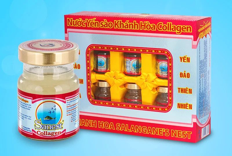  Nước Yến sào Sanest Collagen 70ml (Hộp 6 Lọ) 