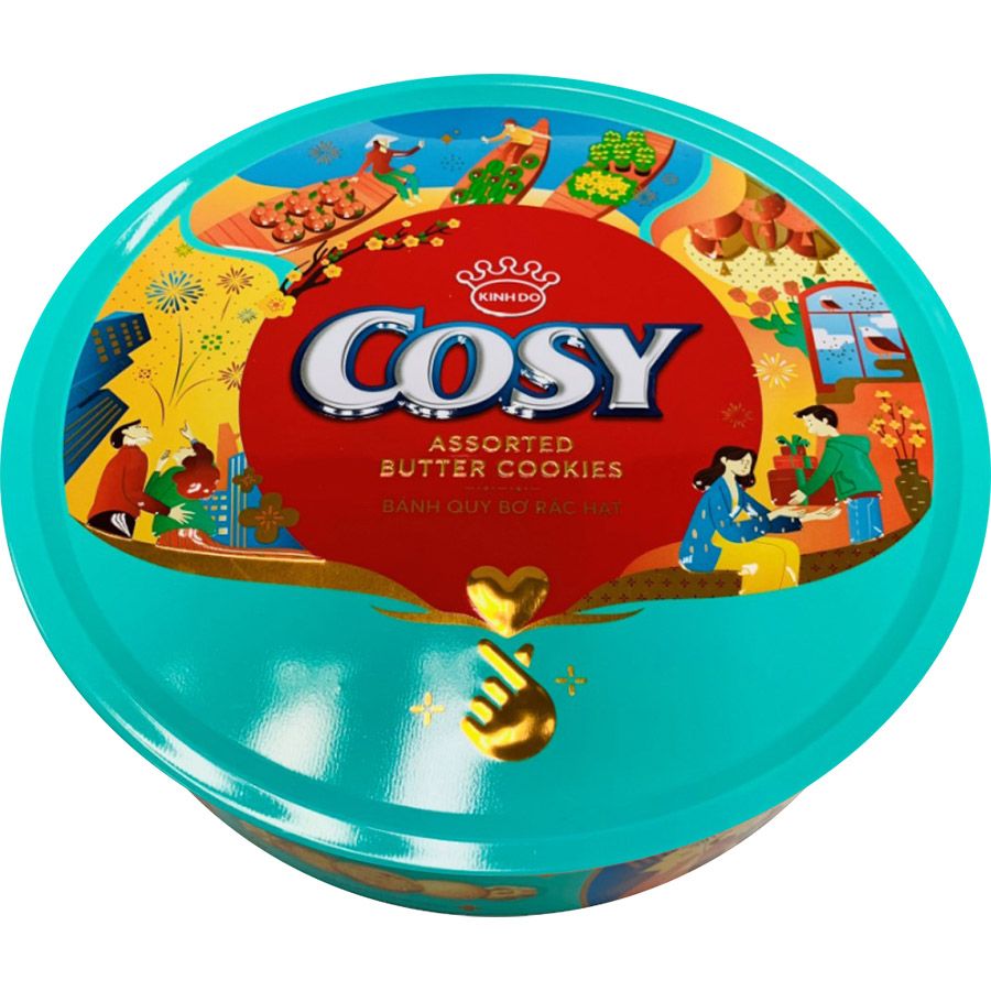 Bánh Quy Bơ Rắc Hạt - Hộp Thiếc - Cosy - 378gr