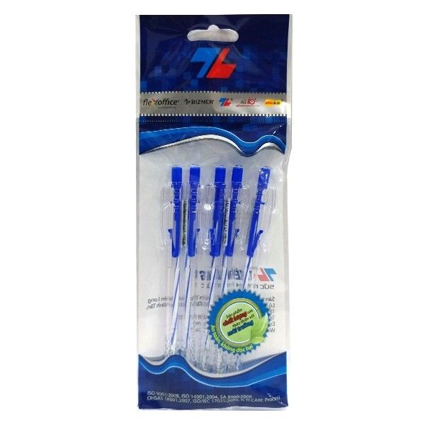 Vỉ 5 Bút Bi Thiên Long TL-027 - Mực Xanh