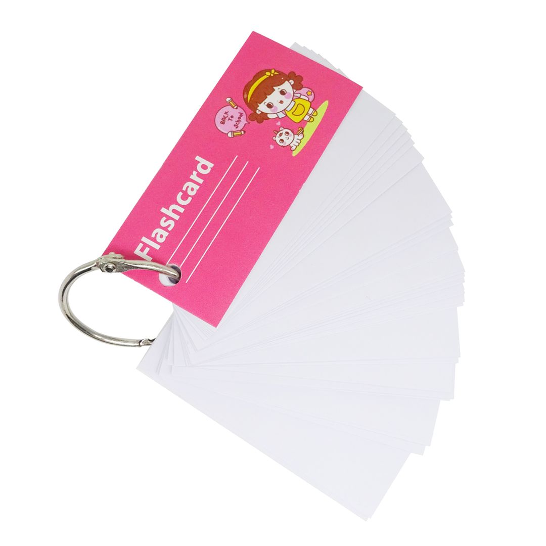  Flashcard Thẻ Ghi Nhớ Trắng - 6.8x3cm - Học Tiếng Anh Kèm Khoen Bìa 