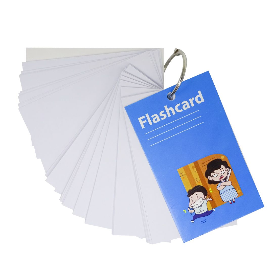  Flashcard Thẻ Ghi Nhớ Trắng - 9x5.4 cm - Học Tiếng Anh Kèm Khoen Bìa 