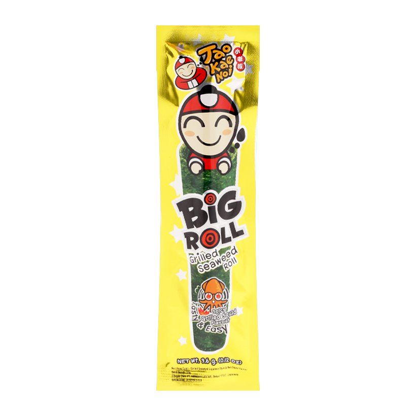 Snack Rong Biển Nướng Giòn Cậu Chủ Taokaenoi Big Roll Vị Mực Cay - 3g
