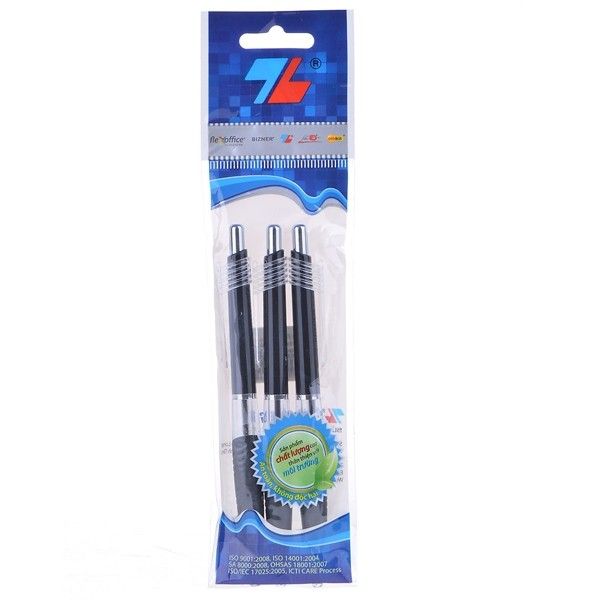 Bút Bi TL-047 Vỉ 3 Cây - Mực Đen