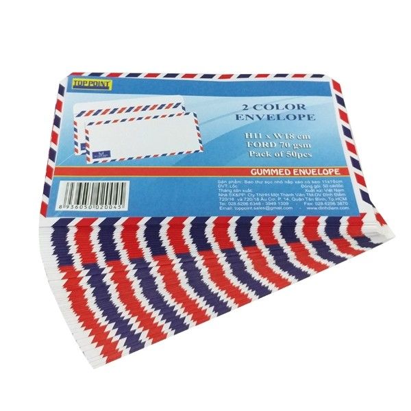 Bao Thư Sọc Nhỏ Nắp Xéo Có Keo - 50 Cái/Lốc