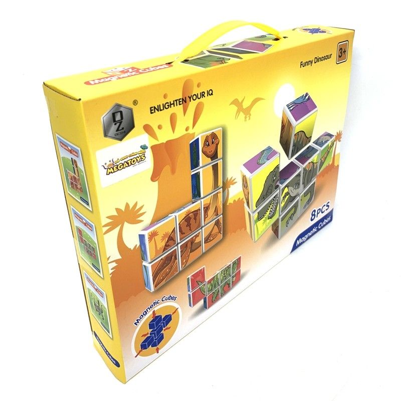 GHNC-HD346A-Ghép hình khối Nam châm siêu bền (Bé học nhận biết - vui chơi 6 Loài Khủng long)