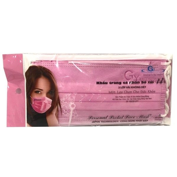 Khẩu trang cá nhân AA màu hồng