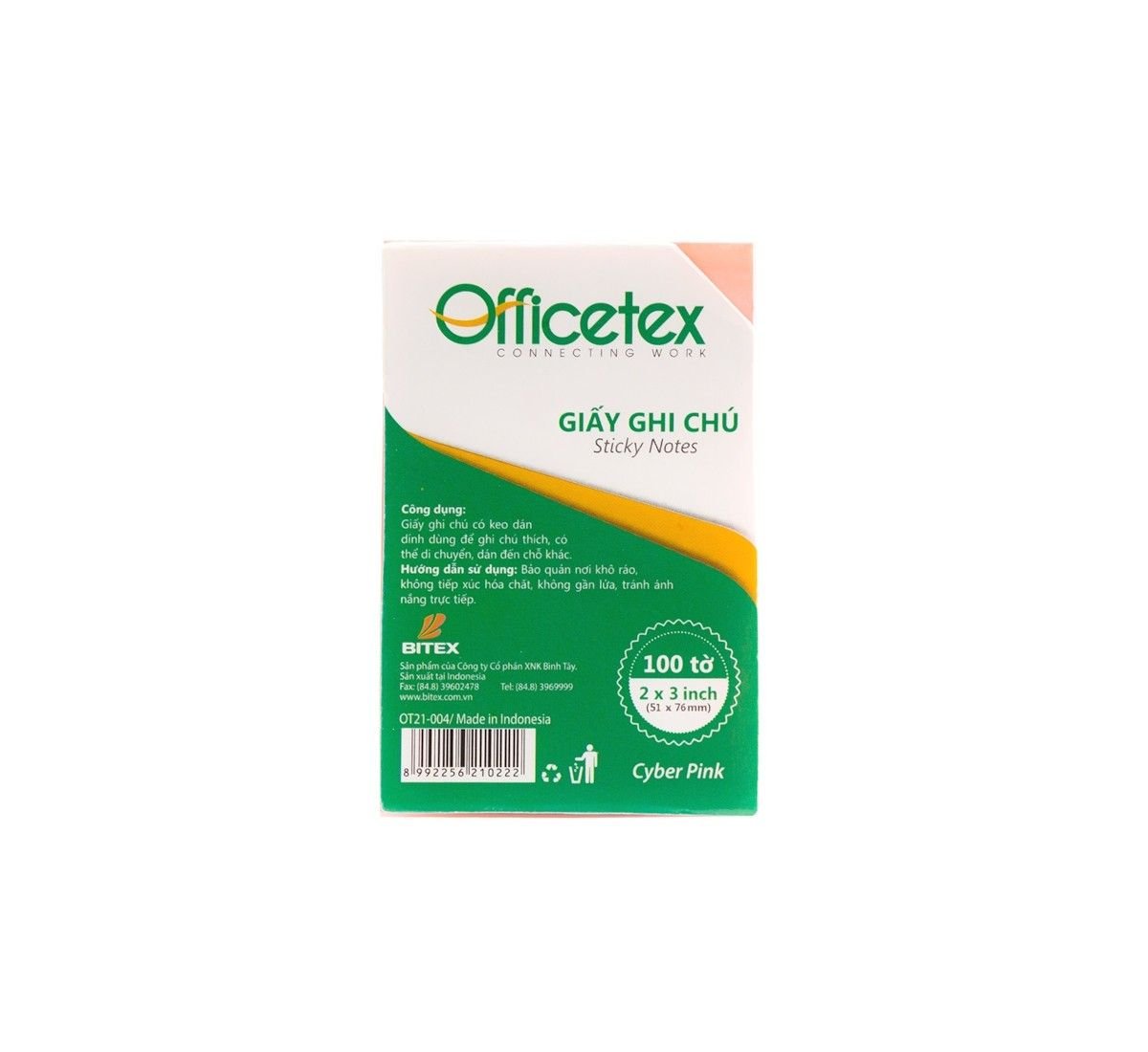 Giấy ghi chú Officetex 3*2 cyber hồng