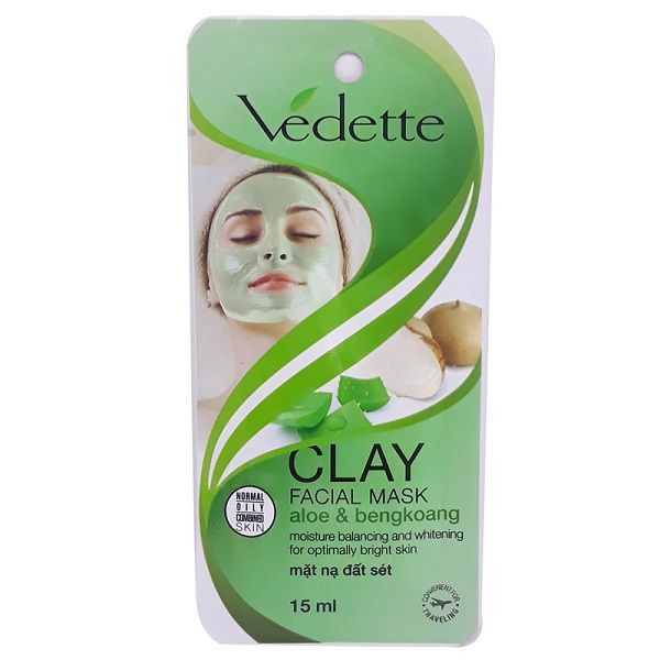 Mặt Nạ Đất Sét Nha Đam Và Bengkoang Vedette Dành Cho Da Thường, Da Dầu Và Da Hỗn Hợp 15ml
