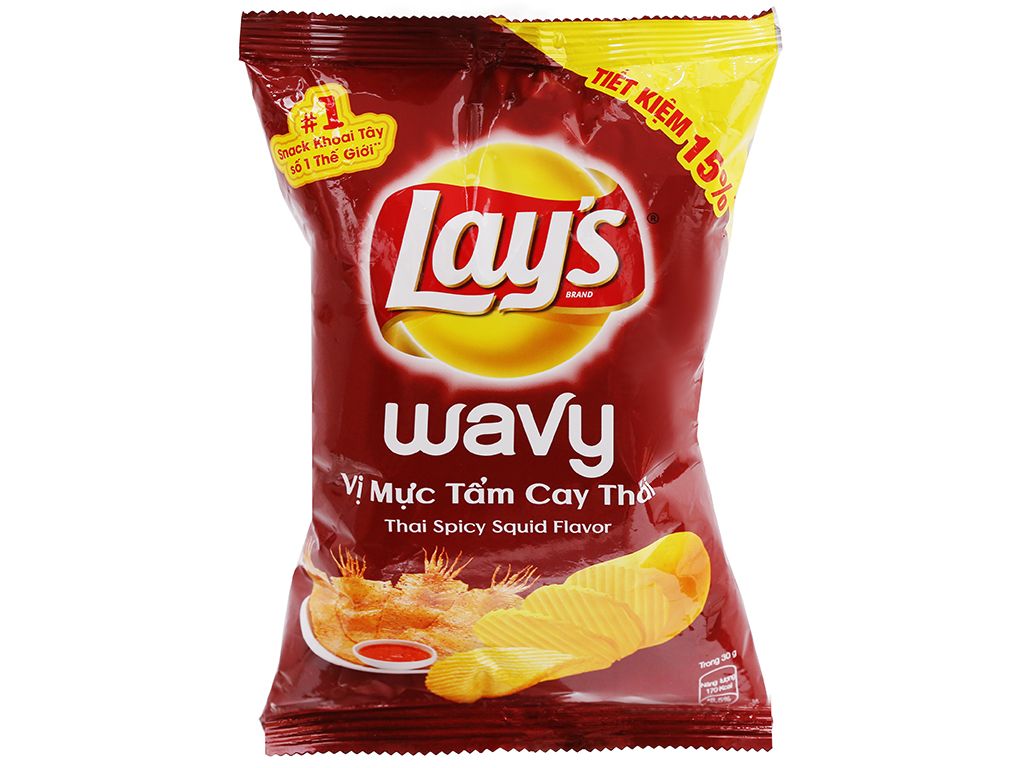Lays vị mực tẩm cay thái 56g 16x5