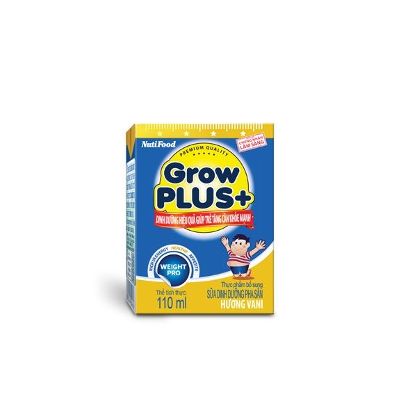 Sữa NutiFood Grow Plus + Hương Vani Cho Trẻ Tăng Cân Khỏe Mạnh (110ml)