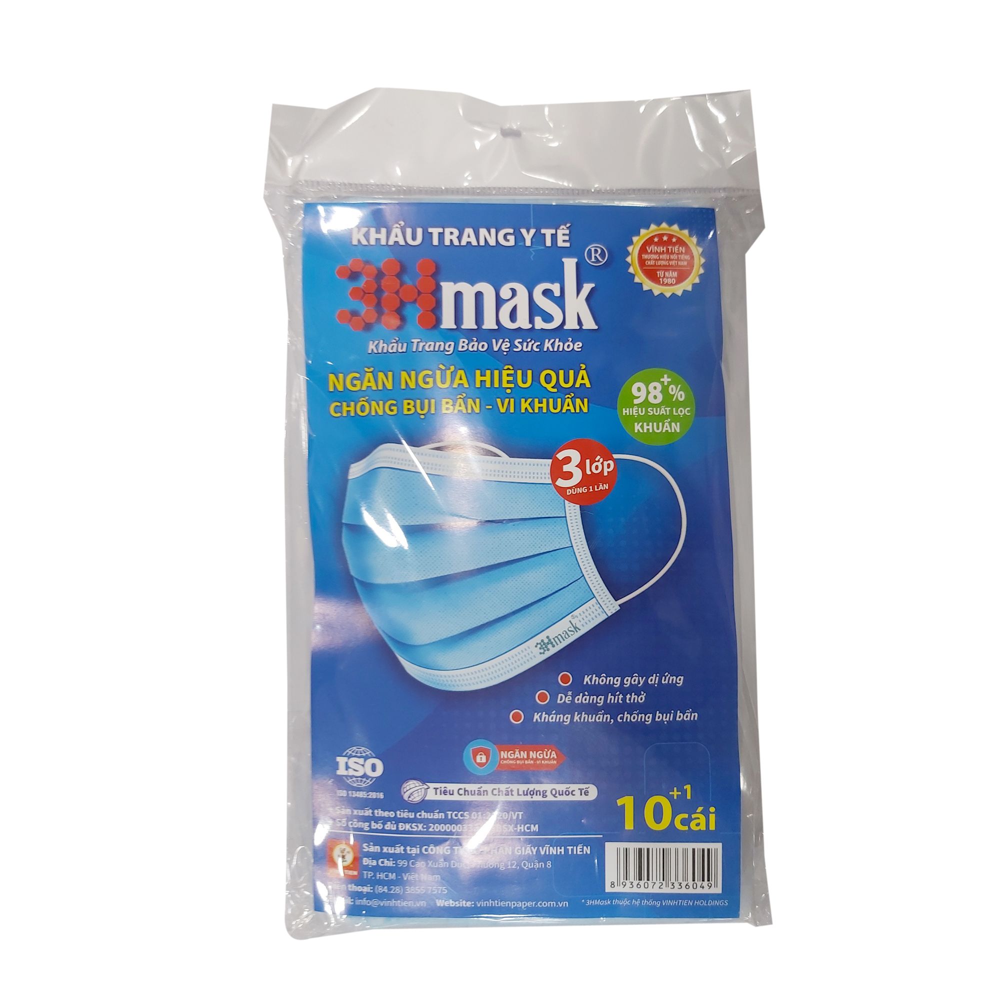 Khẩu Trang 3 Lớp Quai Tròn - 3H Mask