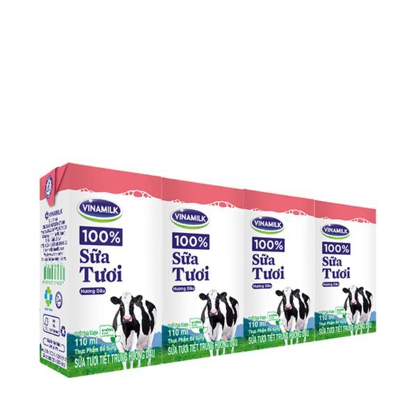 Sữa Tươi Tiệt Trùng Hương Dâu Vinamilk 100% (110ml)