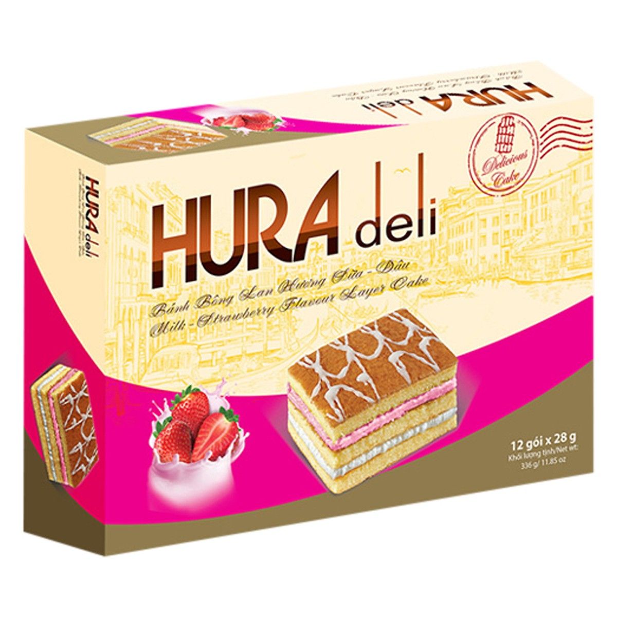 Bánh Hura Deli - Hương Sữa Dâu (28g x 12 Gói)