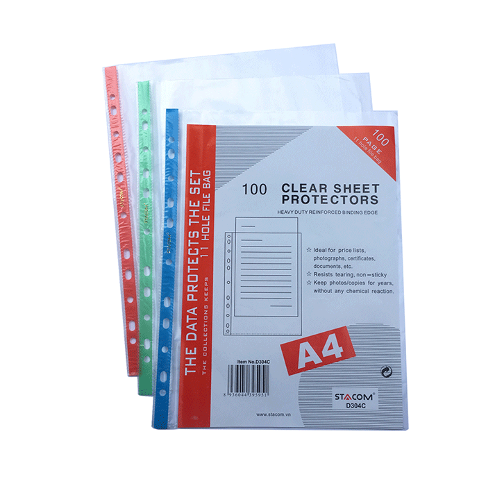 Bìa Lá 11 Lỗ Nhiều Màu Stacom D304C (100 Cái / Xấp)