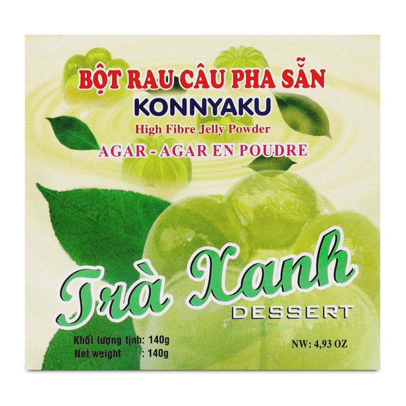 Bột Rau Câu Pha Sẵn Konnyaku Hương Trà Xanh (Hộp 140g)