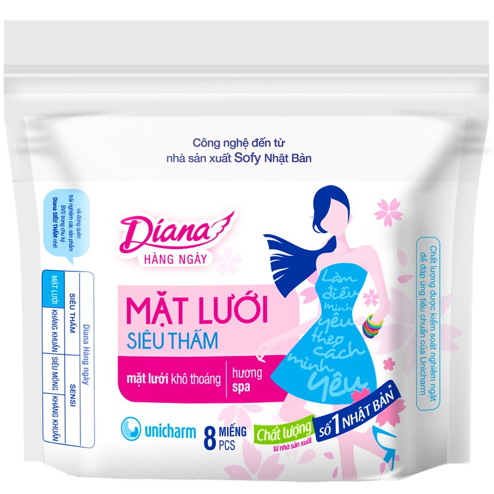 Băng Vệ Sinh Diana Hằng Hương Hoa Mặt Lưới Gói 8 Miếng