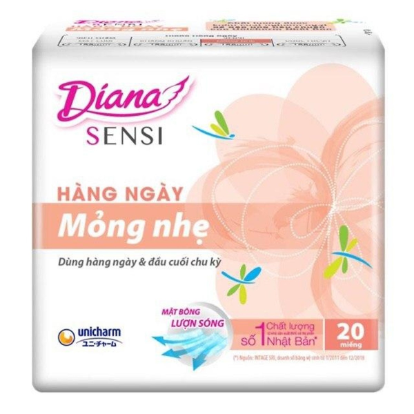  Băng Vệ Sinh Hàng Ngày Diana Sensi Slim Mỏng Nhẹ (Gói 20 Miếng) 