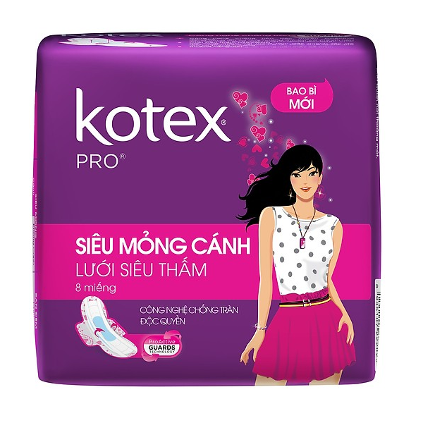 Kotex White Pro siêu mỏng cánh 8M