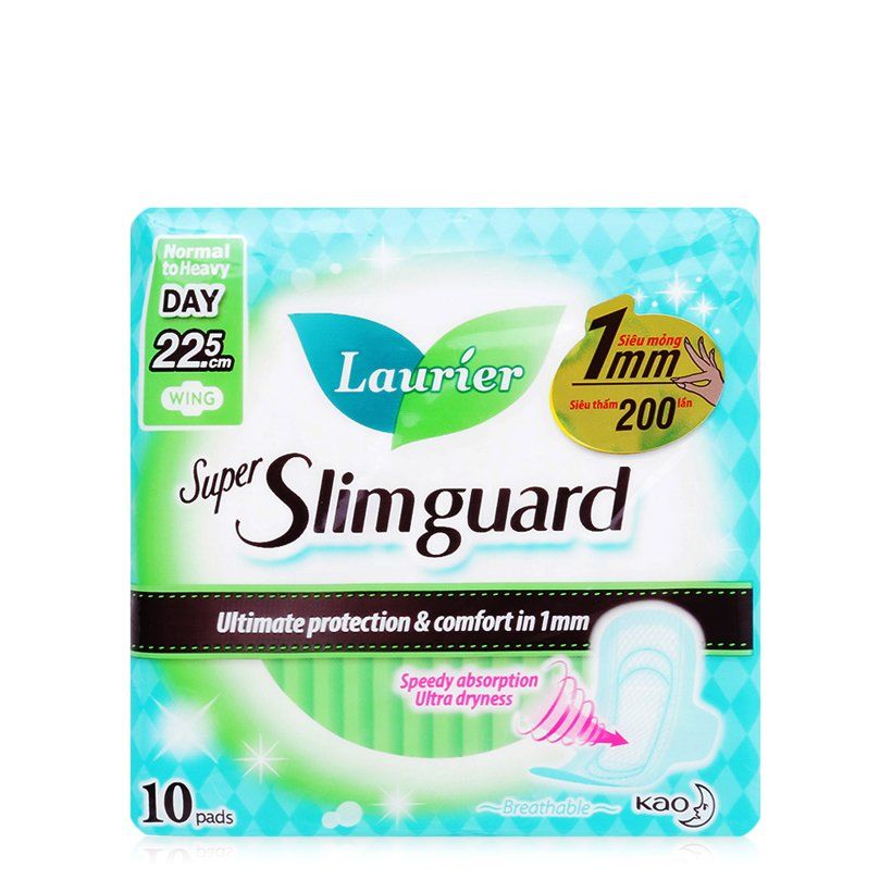 Băng Vệ Sinh Laurier Super Slimguard Có Cánh (Gói 10 Miếng)