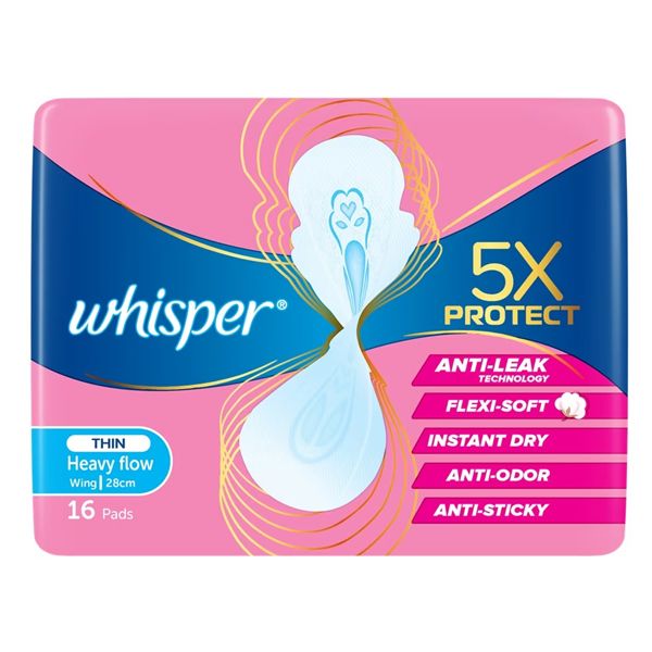 Băng vệ sinh WHISPER 5X Bảo vệ siêu mỏng 28 CM (16 miếng)