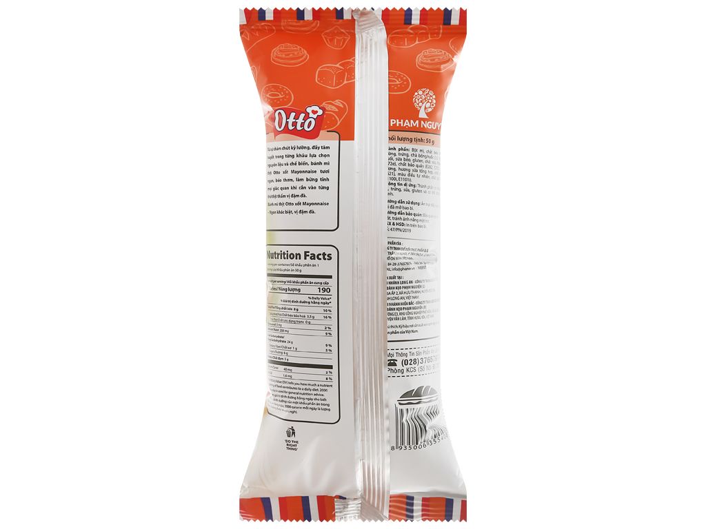 Bánh Mì Thịt Otto xốt Mayonnaise Không Cay - 50gr