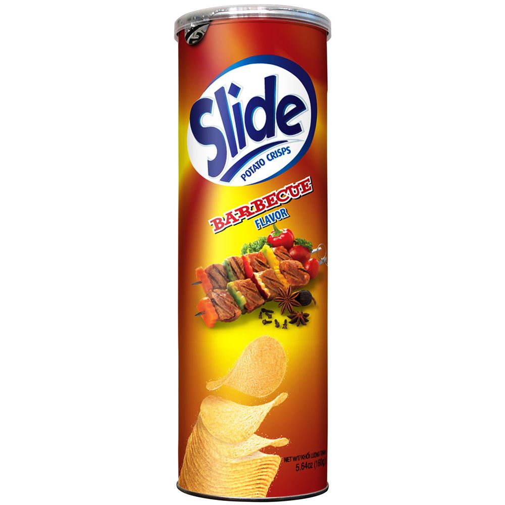 Bánh Snack Khoai Tây Chiên Slide Kinh Đô Vị Barbecue Lon 160g