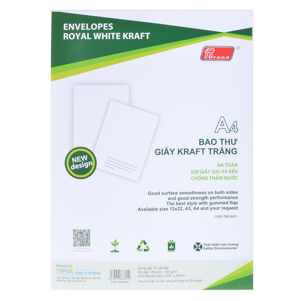 Bao Thư Trắng Grand A4 (10 Cái)