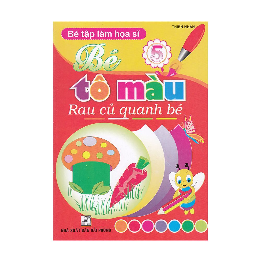 Bé tô màu rau củ quanh bé