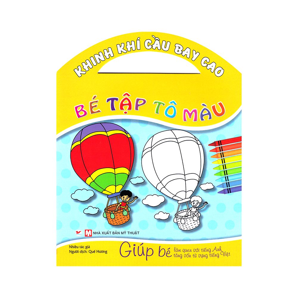 Bé tập tô màu - khinh khí cầu bay cao