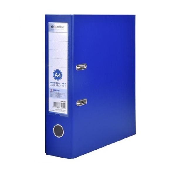 Bìa Còng Flexoffice A4 FO-BC02 (1 Mặt Xi) - Xanh Đậm