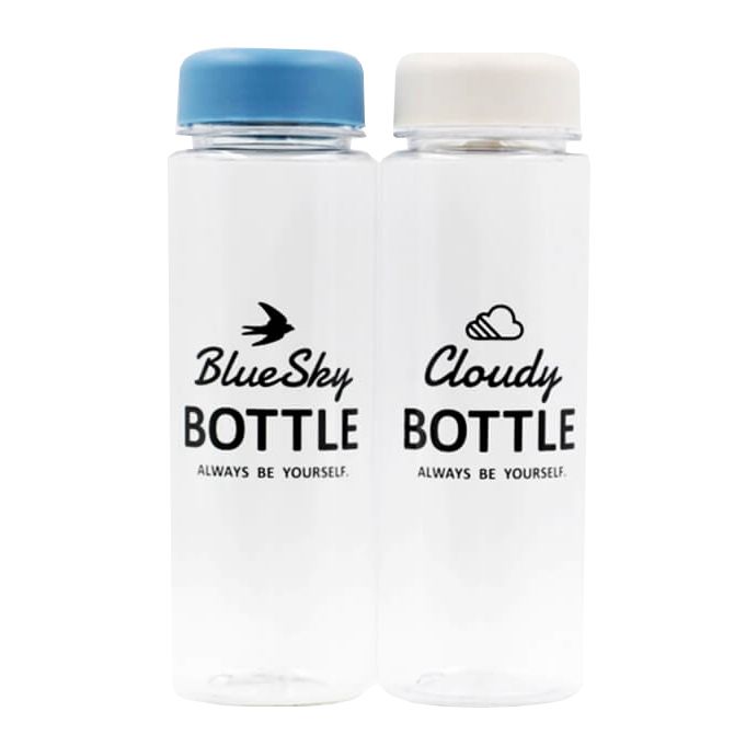 Bình Nhựa Đựng Nước Nắp Màu (500ml) (Xanh/Xám)