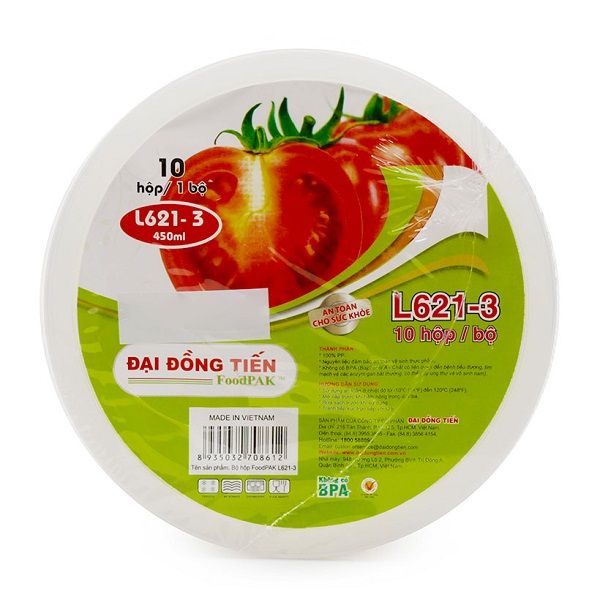 Bộ 10 Hộp Nhựa Tròn Đại Đồng Tiến L621-3 (450ml)